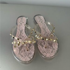 Studded Pink Lace Women's Sandals